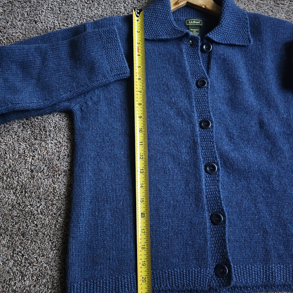 L.L. Bean Blue Wool Blend Button-Up Sweater - Picture 7 of 8